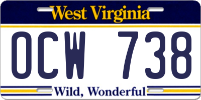 WV license plate OCW738