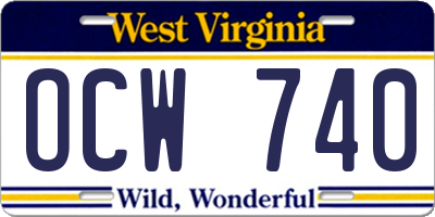 WV license plate OCW740