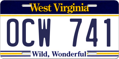 WV license plate OCW741