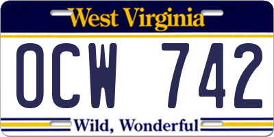 WV license plate OCW742