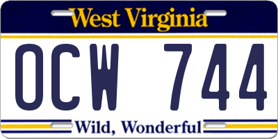 WV license plate OCW744