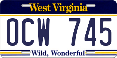 WV license plate OCW745