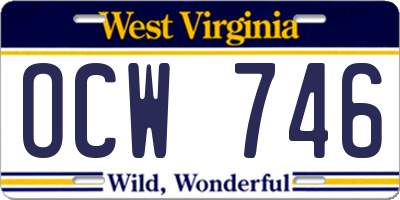 WV license plate OCW746