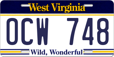WV license plate OCW748