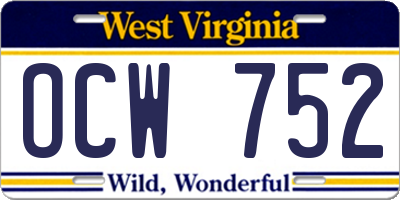 WV license plate OCW752