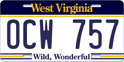 WV license plate OCW757