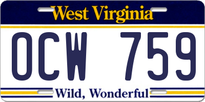 WV license plate OCW759