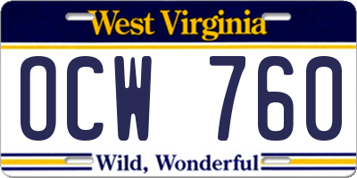 WV license plate OCW760