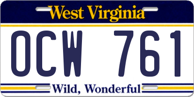WV license plate OCW761