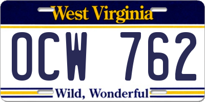 WV license plate OCW762