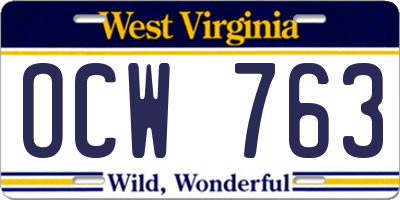 WV license plate OCW763