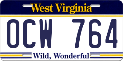 WV license plate OCW764
