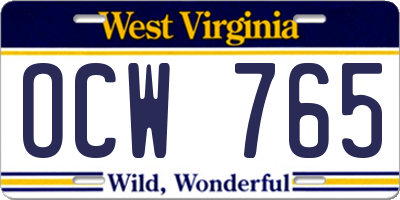 WV license plate OCW765