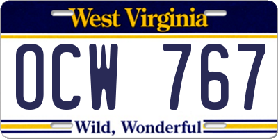 WV license plate OCW767