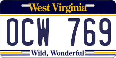 WV license plate OCW769
