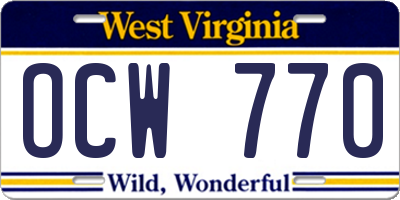 WV license plate OCW770