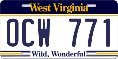 WV license plate OCW771