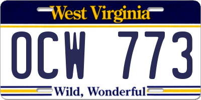WV license plate OCW773
