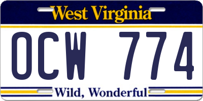 WV license plate OCW774