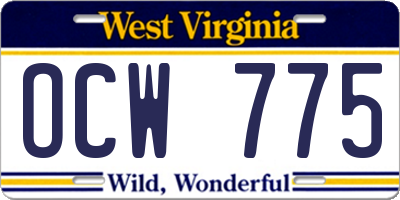 WV license plate OCW775