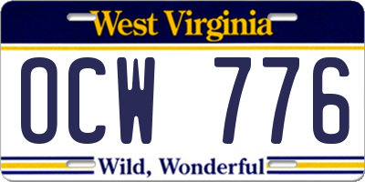 WV license plate OCW776