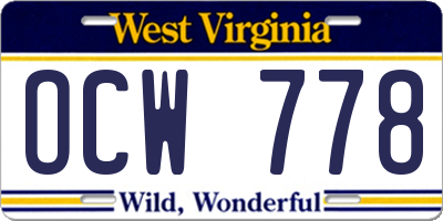WV license plate OCW778