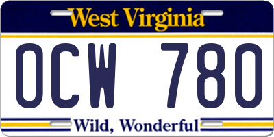WV license plate OCW780