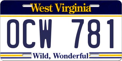 WV license plate OCW781