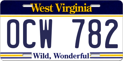 WV license plate OCW782