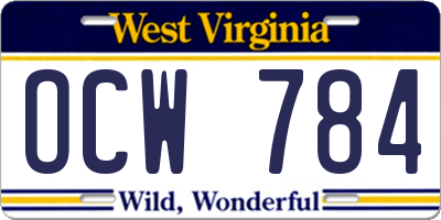 WV license plate OCW784