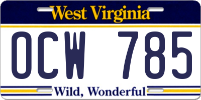 WV license plate OCW785
