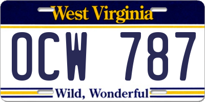 WV license plate OCW787