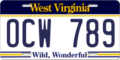 WV license plate OCW789