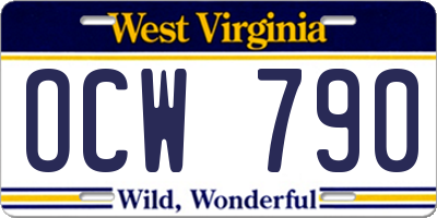 WV license plate OCW790