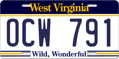 WV license plate OCW791
