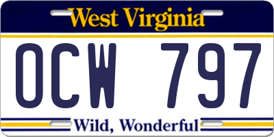 WV license plate OCW797