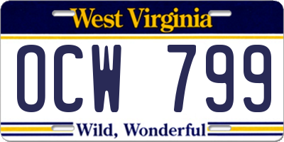 WV license plate OCW799
