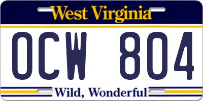 WV license plate OCW804