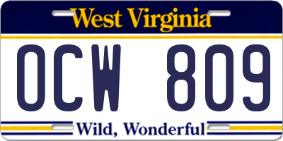 WV license plate OCW809