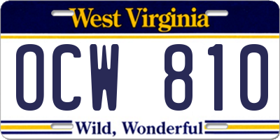 WV license plate OCW810