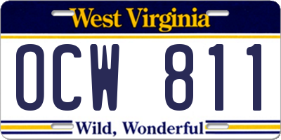 WV license plate OCW811