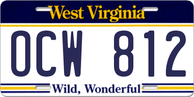 WV license plate OCW812