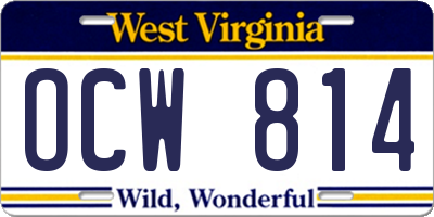 WV license plate OCW814