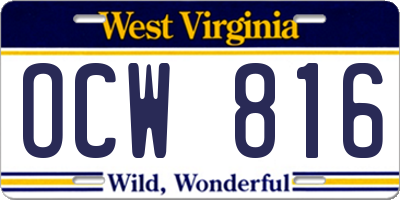 WV license plate OCW816