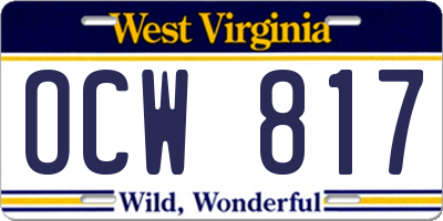 WV license plate OCW817