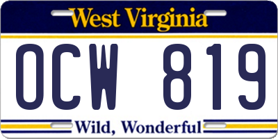 WV license plate OCW819