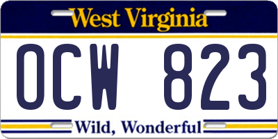 WV license plate OCW823