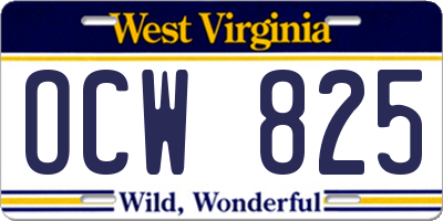 WV license plate OCW825