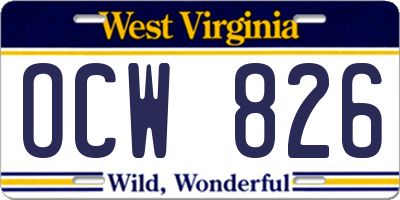 WV license plate OCW826