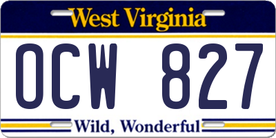 WV license plate OCW827